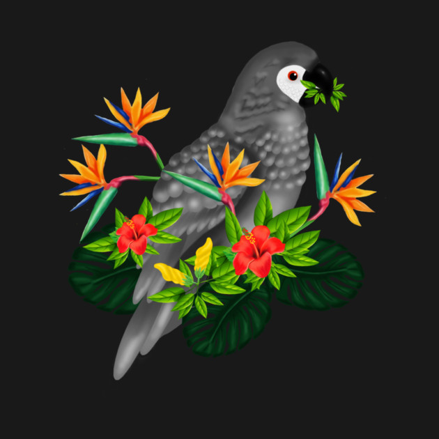 African Parrot, Tropical bird Floral by logiamerch