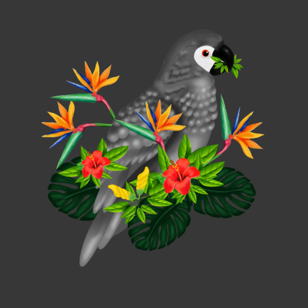 African Parrot, Tropical bird Floral by logiamerch