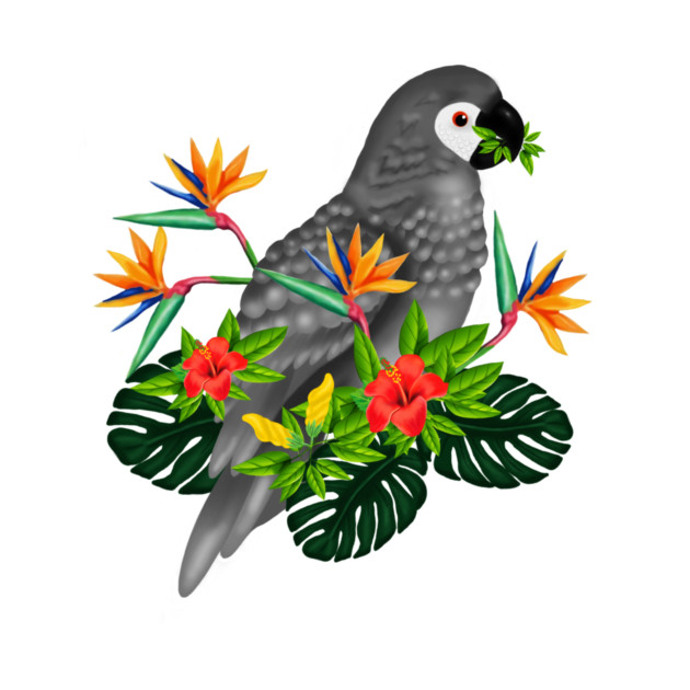 African Parrot, Tropical bird Floral by logiamerch