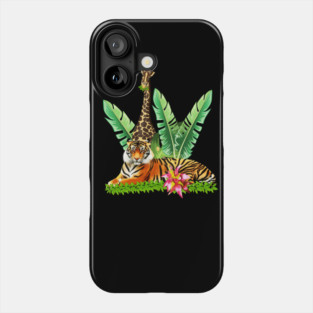 Tiger design with Giraffe Tropical Floral Style Phone Case