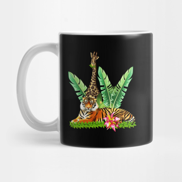 Tiger design with Giraffe Tropical Floral Style by logiamerch