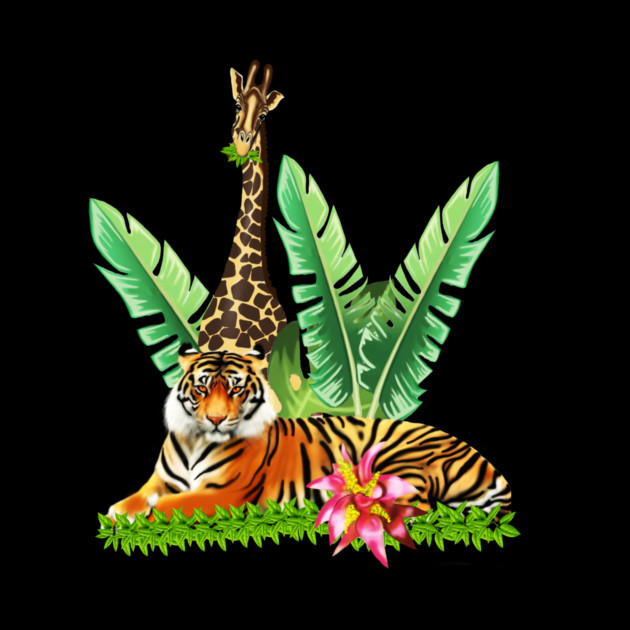Tiger design with Giraffe Tropical Floral Style by logiamerch