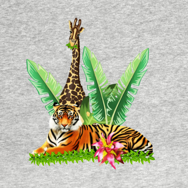 Tiger design with Giraffe Tropical Floral Style by logiamerch