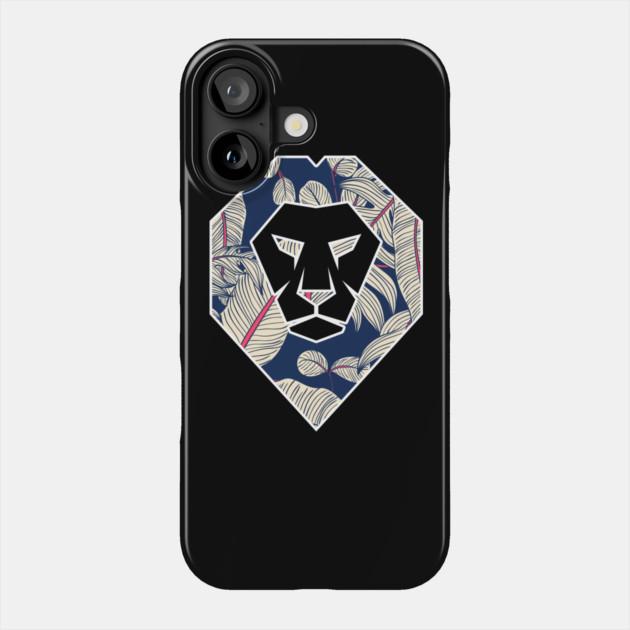 Tropical Pattern, Lion Head Shape, Floral Phone Case by logiamerch