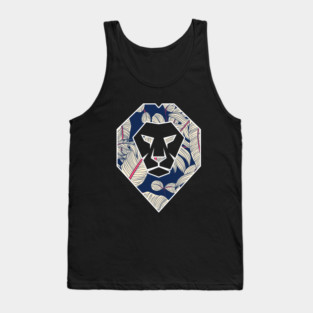 Tropical Pattern, Lion Head Shape, Floral Tank Top
