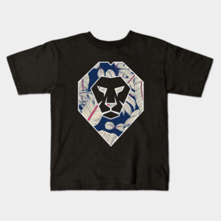 Tropical Pattern, Lion Head Shape, Floral Kids T-Shirt