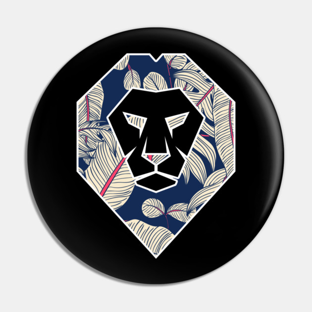Tropical Pattern, Lion Head Shape, Floral Pin by logiamerch
