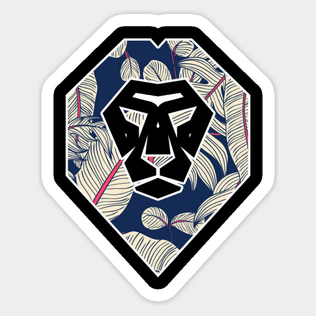 Tropical Pattern, Lion Head Shape, Floral Sticker by logiamerch