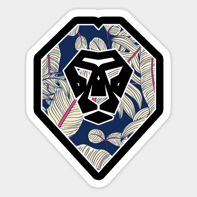Tropical Pattern, Lion Head Shape, Floral Magnet by logiamerch