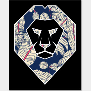 Tropical Pattern, Lion Head Shape, Floral Posters and Art