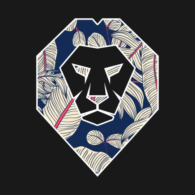 Tropical Pattern, Lion Head Shape, Floral by logiamerch
