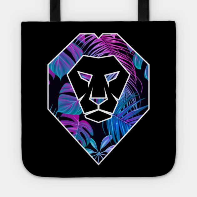 Tropical Pattern, Lion Head Shape, Floral Tote by logiamerch