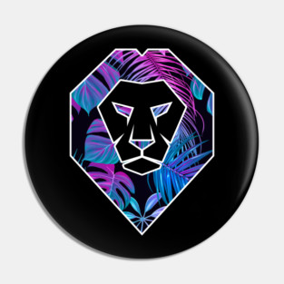 Tropical Pattern, Lion Head Shape, Floral Pin