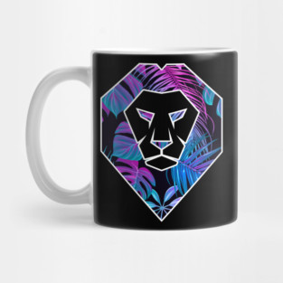 Tropical Pattern, Lion Head Shape, Floral Mug