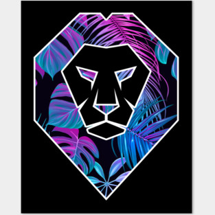 Tropical Pattern, Lion Head Shape, Floral Posters and Art