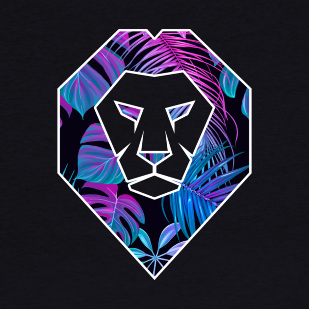 Tropical Pattern, Lion Head Shape, Floral by logiamerch