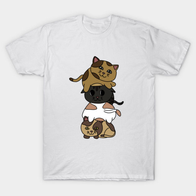 Cute Kitten Cats Stacked T-Shirt by logiamerch