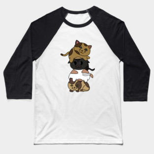 Cute Kitten Cats Stacked Baseball T-Shirt