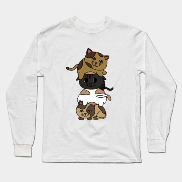 Cute Kitten Cats Stacked Long Sleeve T-Shirt by logiamerch