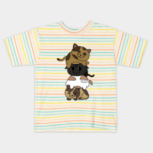 Cute Kitten Cats Stacked Kids T-Shirt