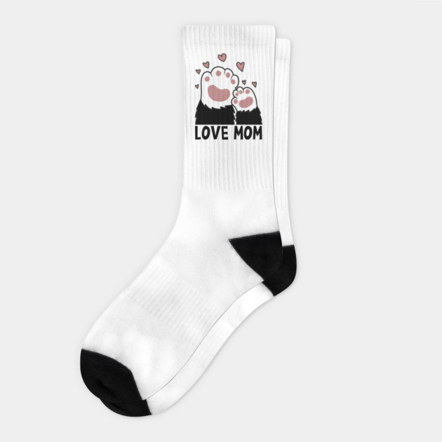 Love Mom Cat Paws Kitten Cat Lover Socks by logiamerch