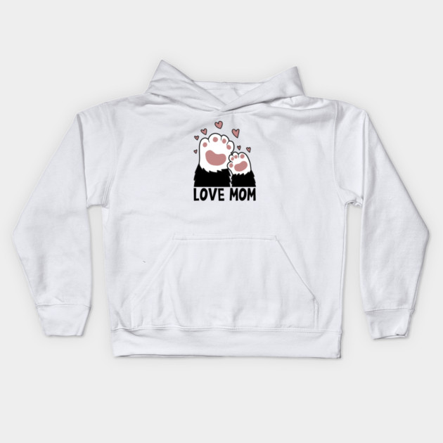 Love Mom Cat Paws Kitten Cat Lover Kids Hoodie by logiamerch