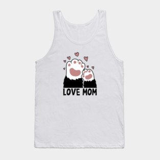 Love Mom Cat Paws Kitten Cat Lover Tank Top