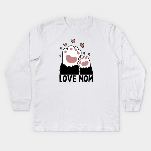 Love Mom Cat Paws Kitten Cat Lover Kids Long Sleeve T-Shirt by logiamerch