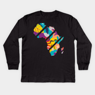 Africa Map Tropical Patterns, African Kids Long Sleeve T-Shirt