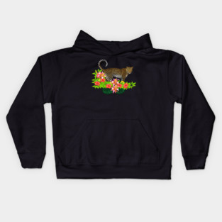Tropical Jaguar Cat Floral theme Kids Hoodie