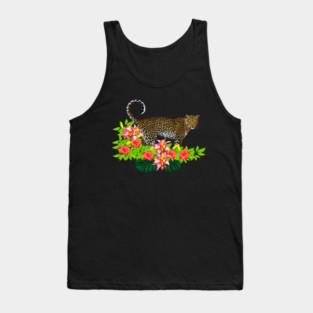 Tropical Jaguar Cat Floral theme Tank Top