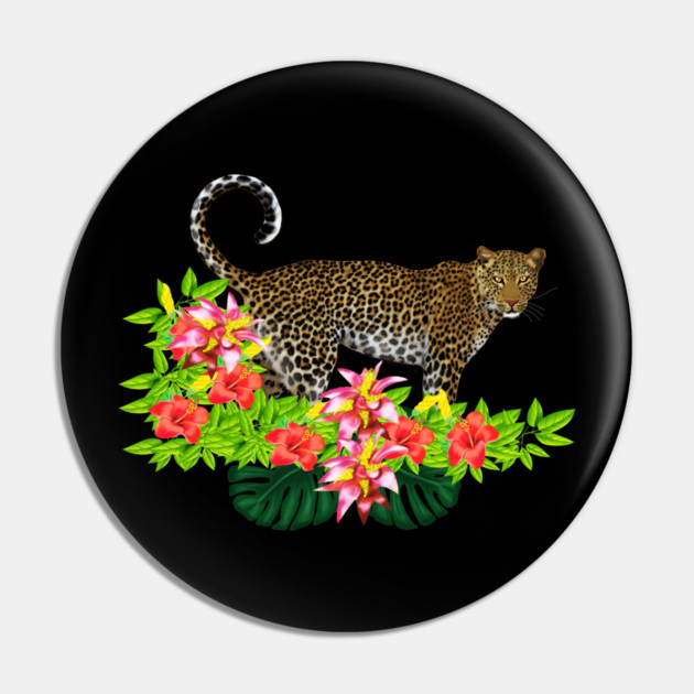 Tropical Jaguar Cat Floral theme Pin by logiamerch