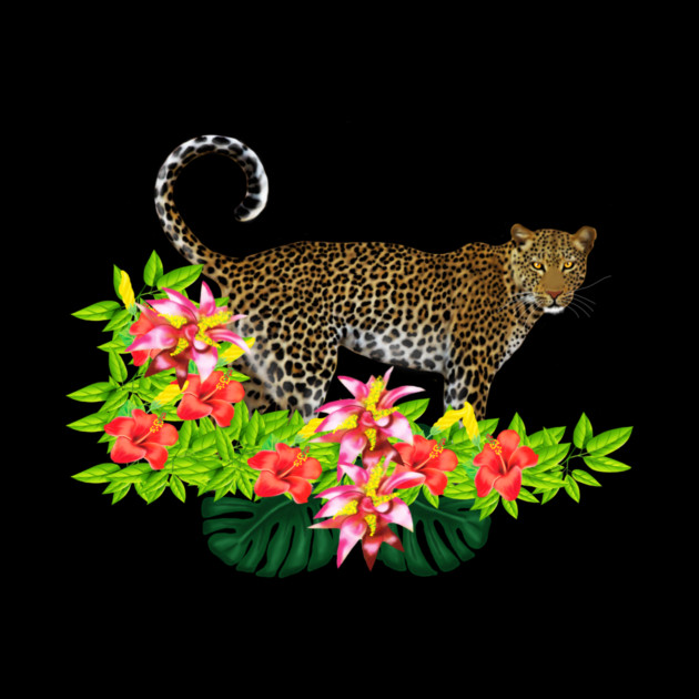 Tropical Jaguar Cat Floral theme by logiamerch