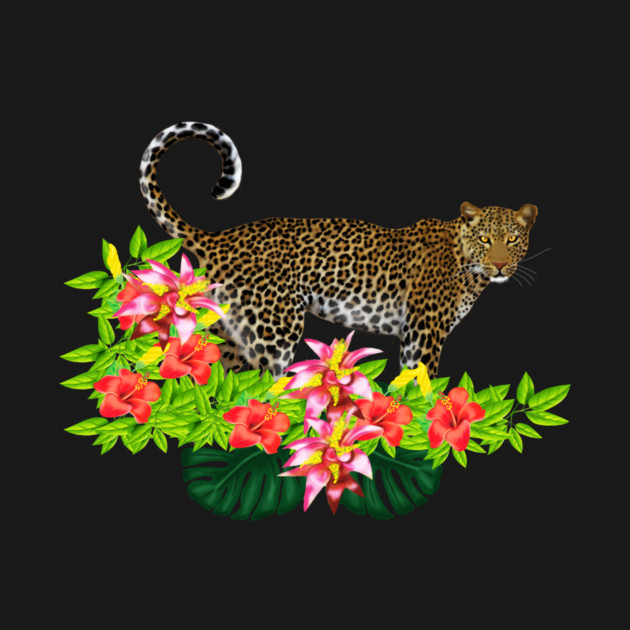 Tropical Jaguar Cat Floral theme by logiamerch