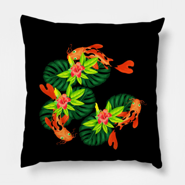 Koi fish Japanese Tropical Fish Pillow by logiamerch