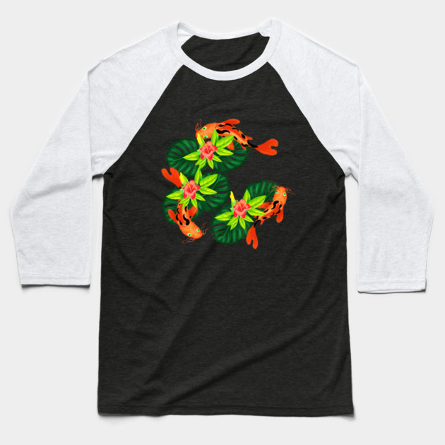 Koi fish Japanese Tropical Fish Baseball T-Shirt by logiamerch