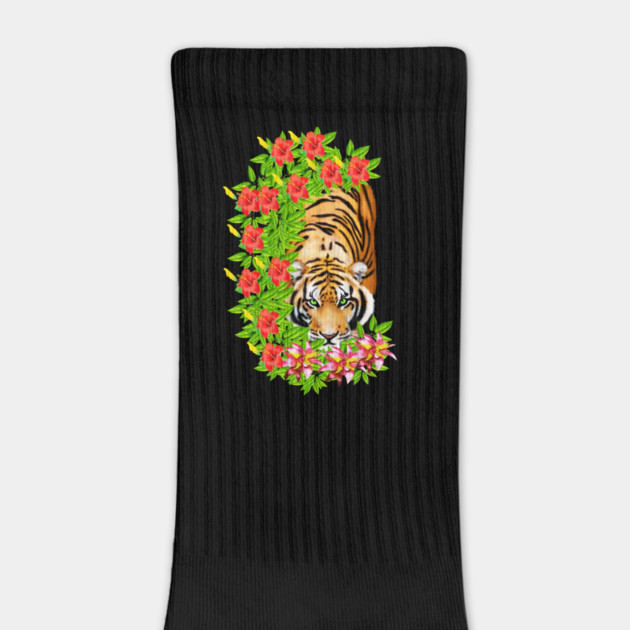 Tiger Tropical Cat Floral Palm Leaves by logiamerch