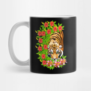 Tiger Tropical Cat Floral Palm Leaves Mug