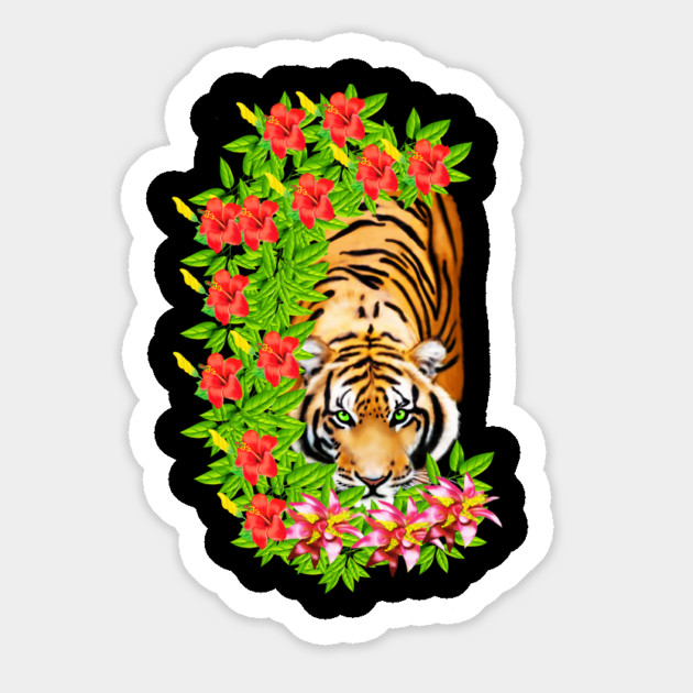 Tiger Tropical Cat Floral Palm Leaves Magnet by logiamerch