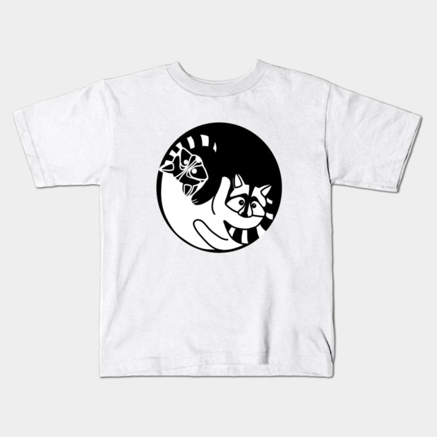 Racoon Yin Yang Symbol Animal Style, Love Raccoons Kids T-Shirt by logiamerch