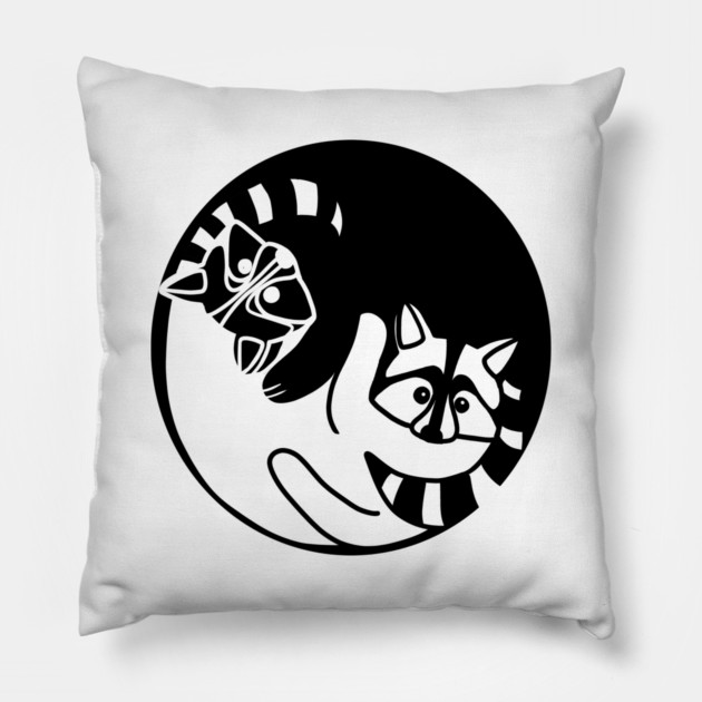 Racoon Yin Yang Symbol Animal Style, Love Raccoons Pillow by logiamerch