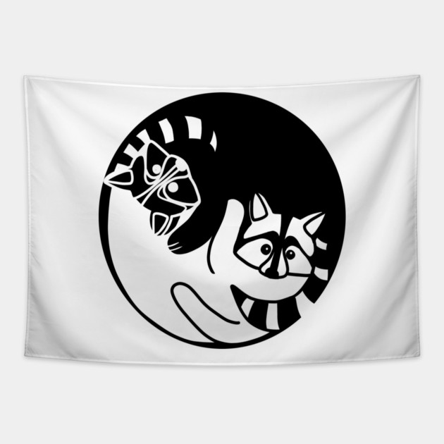 Racoon Yin Yang Symbol Animal Style, Love Raccoons Tapestry by logiamerch