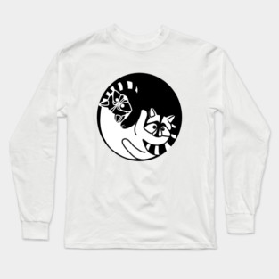 Racoon Yin Yang Symbol Animal Style, Love Raccoons Long Sleeve T-Shirt