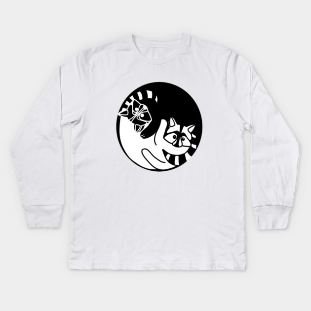 Racoon Yin Yang Symbol Animal Style, Love Raccoons Kids Long Sleeve T-Shirt by logiamerch