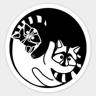 Racoon Yin Yang Symbol Animal Style, Love Raccoons Sticker