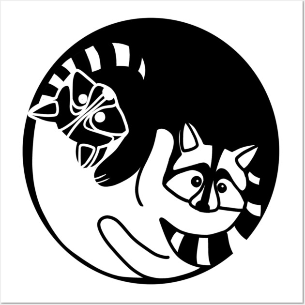 Racoon Yin Yang Symbol Animal Style, Love Raccoons Wall Art by logiamerch