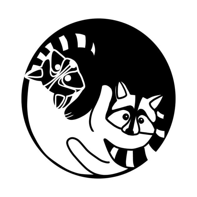 Racoon Yin Yang Symbol Animal Style, Love Raccoons by logiamerch