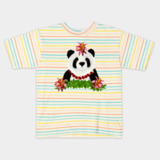 Panda, Tropical Bear, Floral Kids T-Shirt