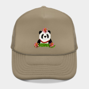 Panda, Tropical Bear, Floral Hat