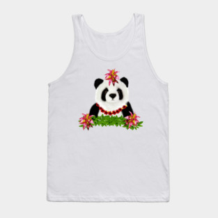 Panda, Tropical Bear, Floral Tank Top
